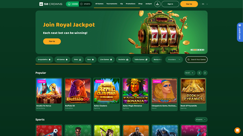50Crowns Casino — Homepage