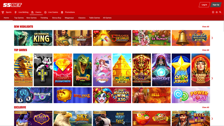 55Bet Casino — Games lobby
