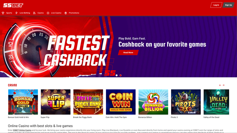 55Bet Casino — Homepage