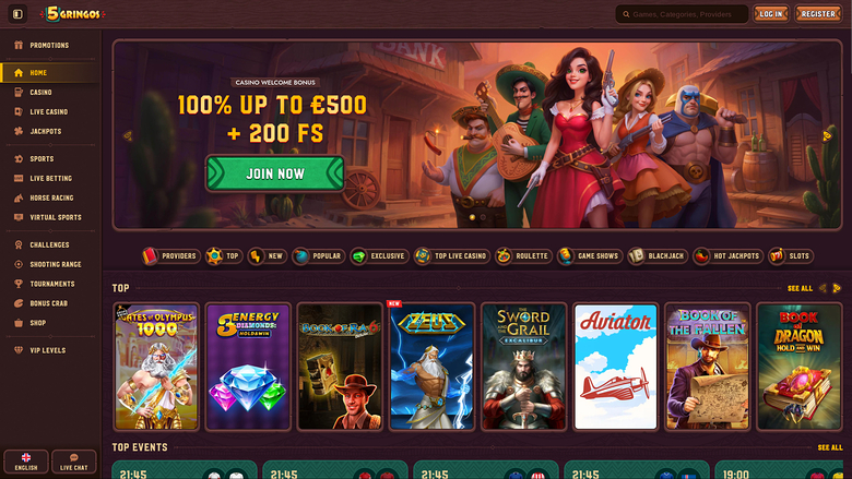 5Gringos Casino — Homepage