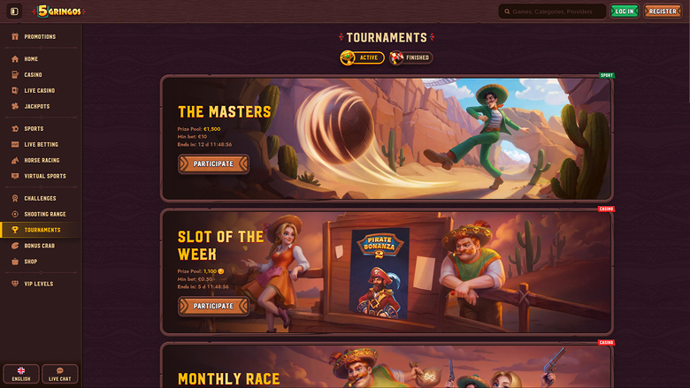 5Gringos Casino — Tournaments