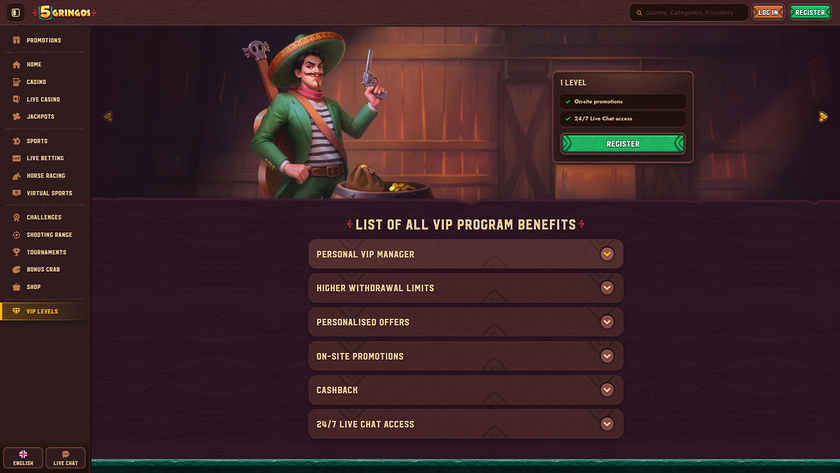 5Gringos Casino — VIP section