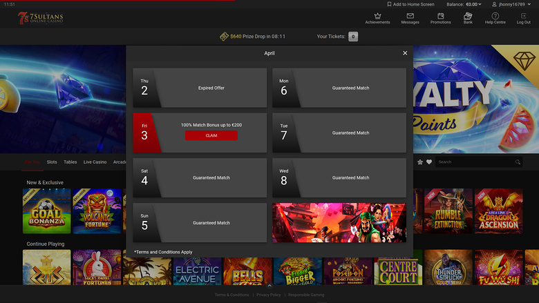 7 Sultans Casino — Promotions page
