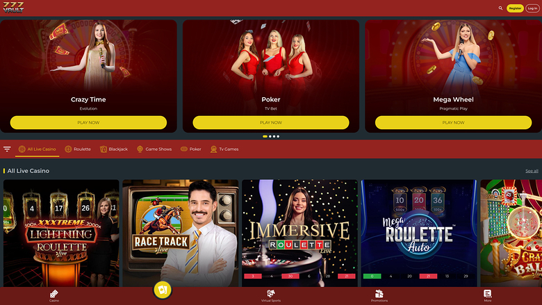777Vault Casino — Live dealer lobby