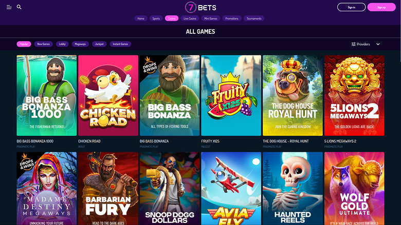 7Bets — Games lobby