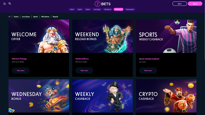7Bets — Promotions page