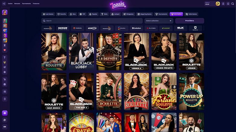 7Oasis Casino — Live dealer lobby