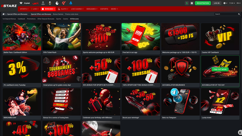 888STARZ Casino — Promotions page