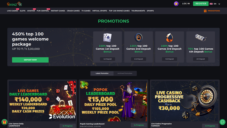 9winz Casino — Promotions page