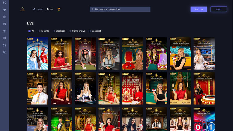 Aced Bet Casino — Live dealer lobby