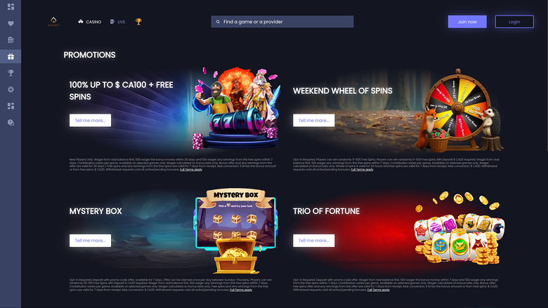 Aced Bet Casino — Promotions page
