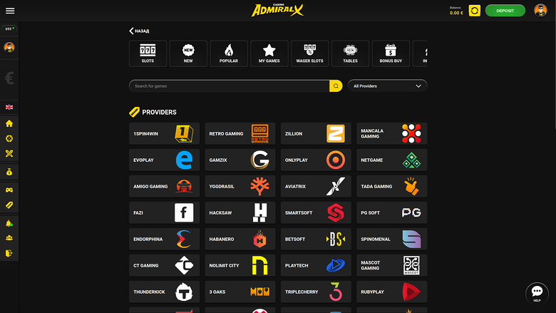 AdmiralX Casino — Admiral x game providers