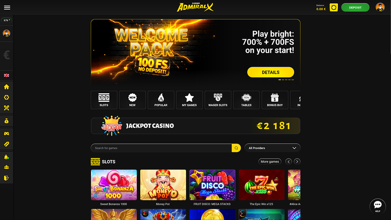 AdmiralX Casino — Homepage