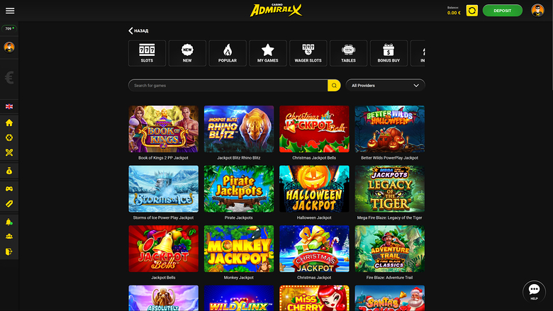 AdmiralX Casino — Jackpot games
