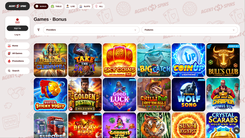 Agent Spins Casino — Bonus page