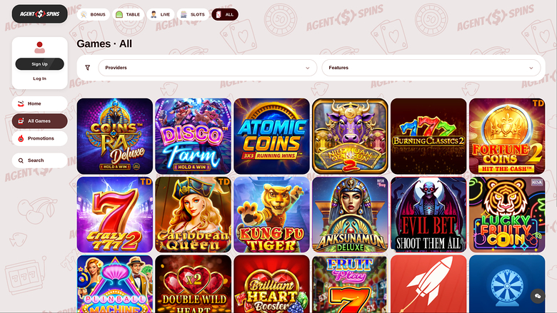 Agent Spins Casino — Games lobby