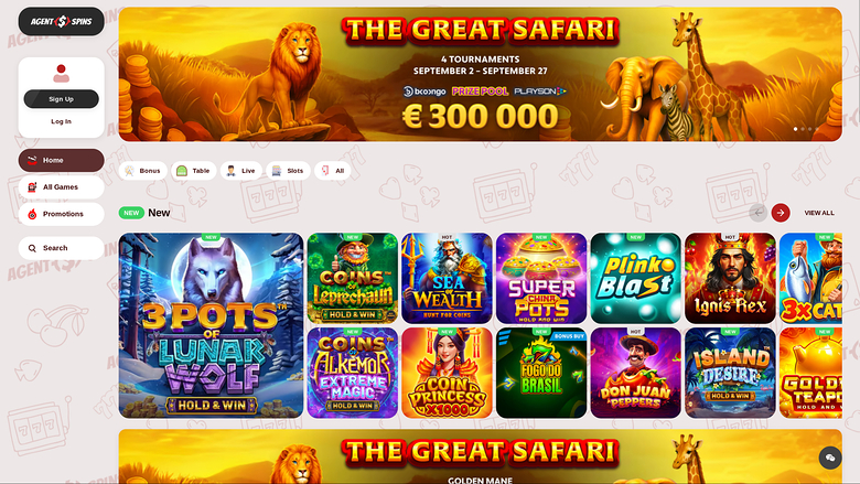 Agent Spins Casino — Homepage