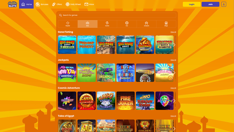 Aladdin Slots Casino — Games lobby