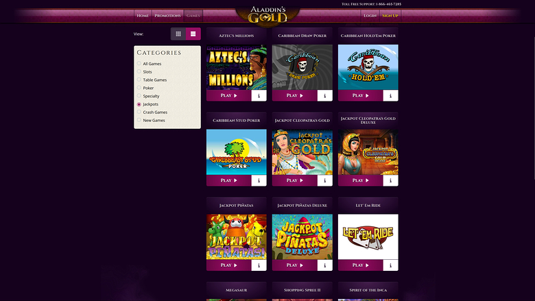 Aladdins Gold Casino — Jackpot games