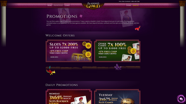 Aladdins Gold Casino — Promotions page