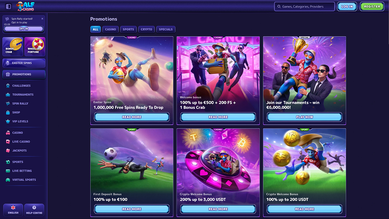 Alf Casino — Promotions page