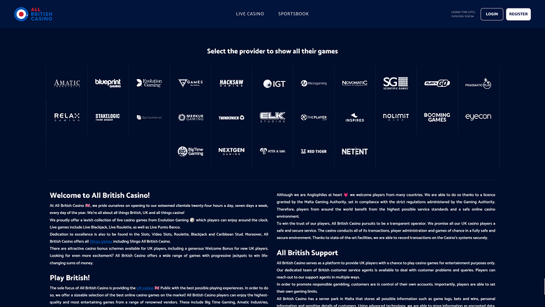 All British Casino — Games by studio