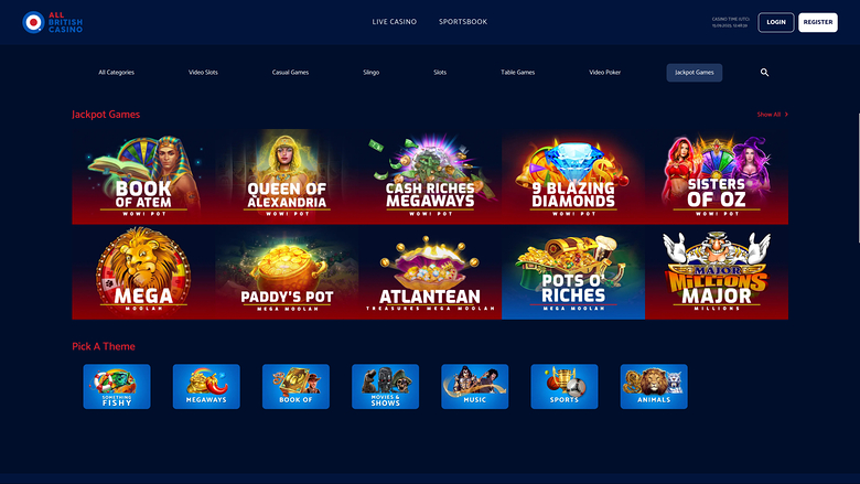 All British Casino — Jackpot games