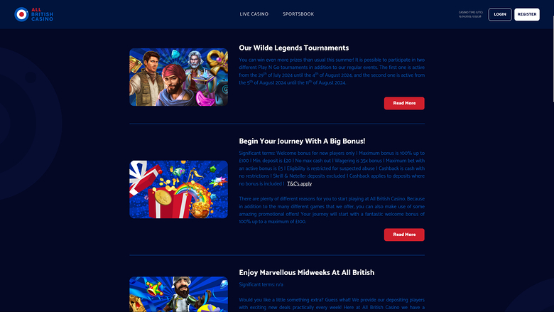 All British Casino — Promotions page