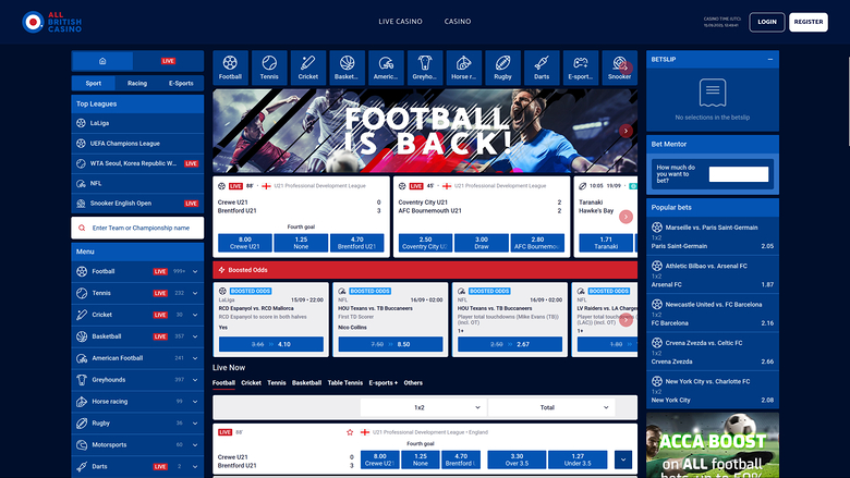 All British Casino — Sportsbook