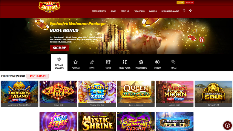 All Jackpots Casino — Homepage