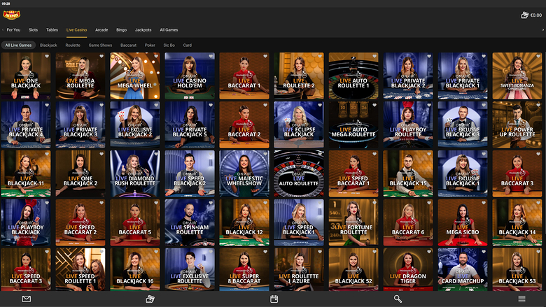 All Jackpots Casino — Live dealer lobby