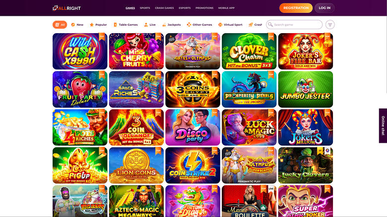 All Right Casino — Games lobby