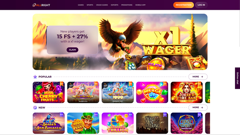 All Right Casino — Homepage