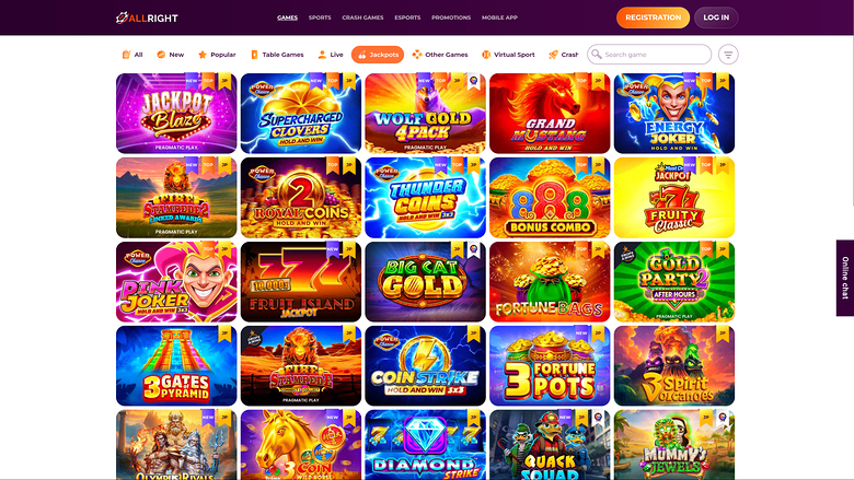 All Right Casino — Jackpot games