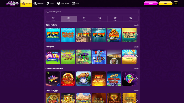 All Star Games Casino — Games lobby