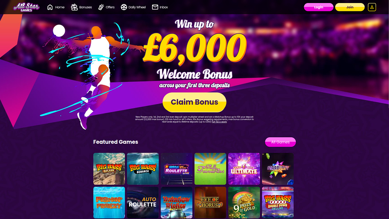 All Star Games Casino — Homepage