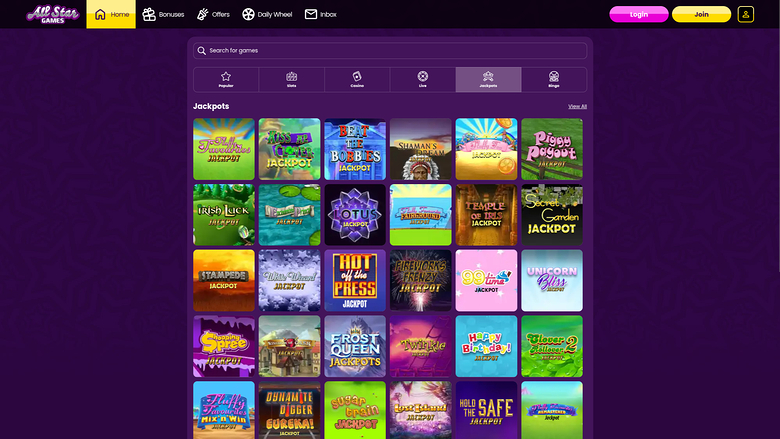 All Star Games Casino — Jackpot games