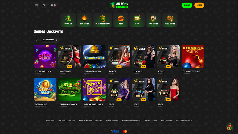 All Wins Casino — Jackpot games
