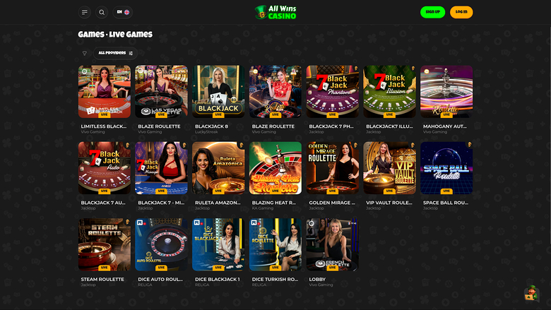 All Wins Casino — Live dealer lobby