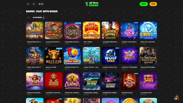 All Wins Casino — Bonus page