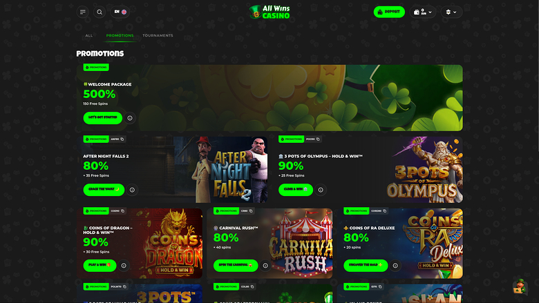 All Wins Casino — Promotions page