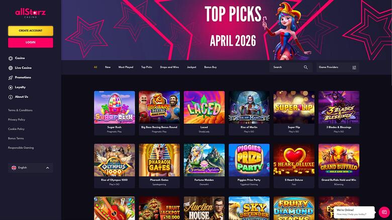 AllStarz Casino — Games lobby