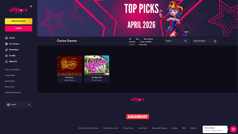 AllStarz Casino — Jackpot games