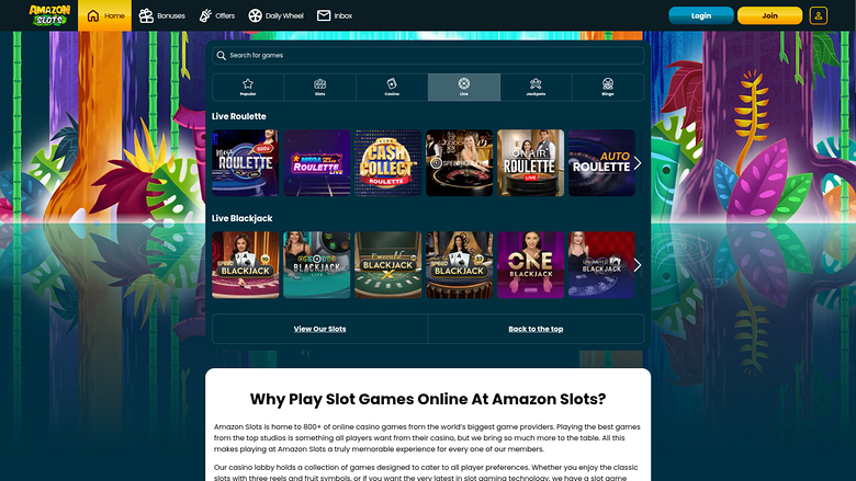 Amazon Slots Casino — Live dealer lobby