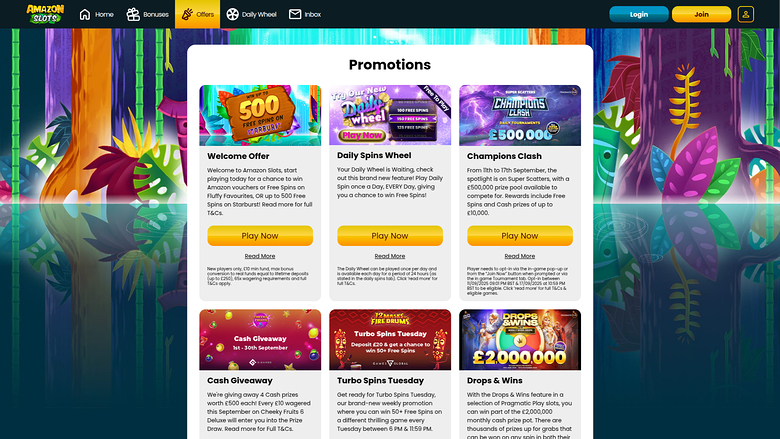 Amazon Slots Casino — Promotions page
