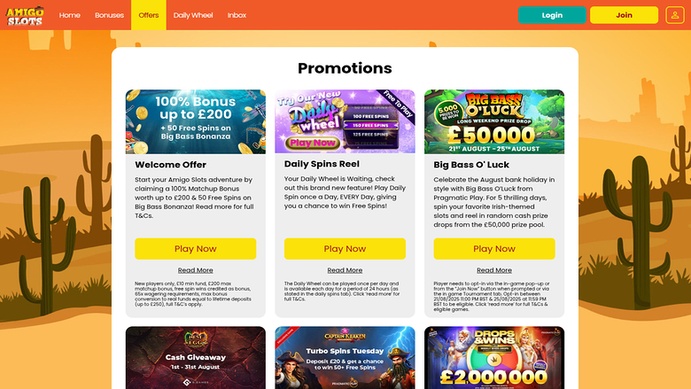 Amigo Slots Casino — Promotions page