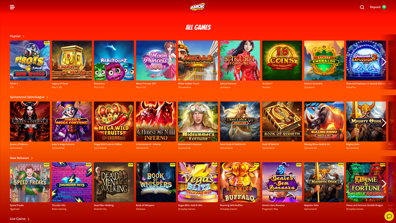 Amok Casino — Games lobby