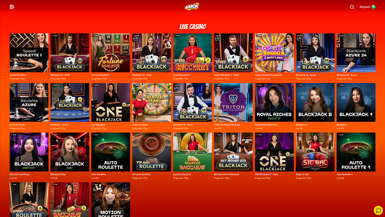 Amok Casino — Live dealer lobby