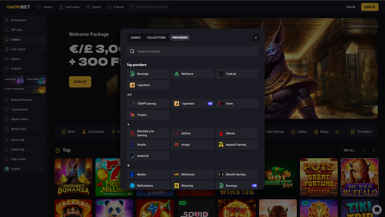 AmonBet Casino — Games by studio