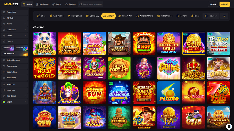 AmonBet Casino — Jackpot games